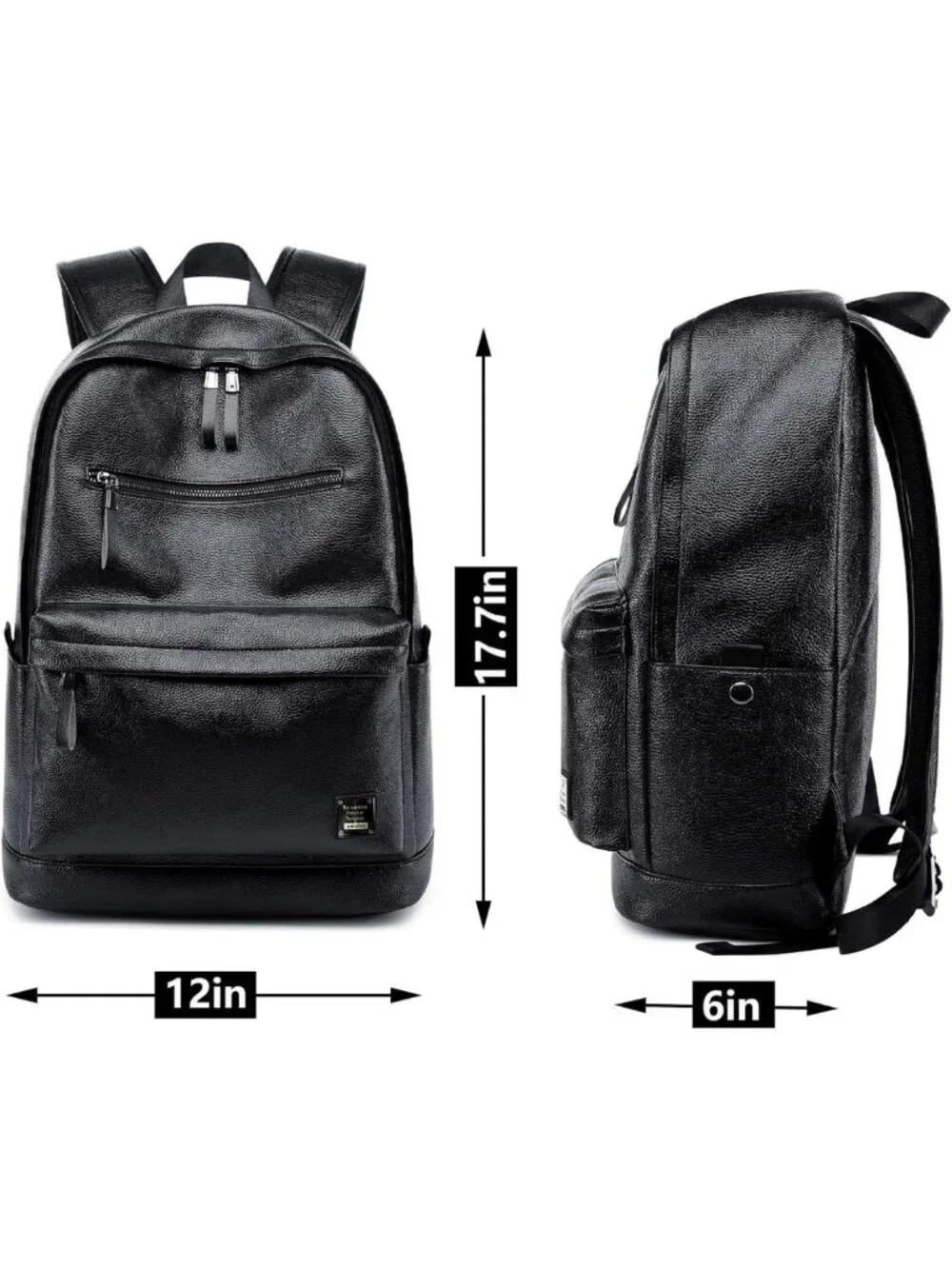 Stylish Black Leather Laptop Backpack for Work, Travel, College - Fits 15.6